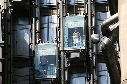Lifts on the outside of the Lloyds building