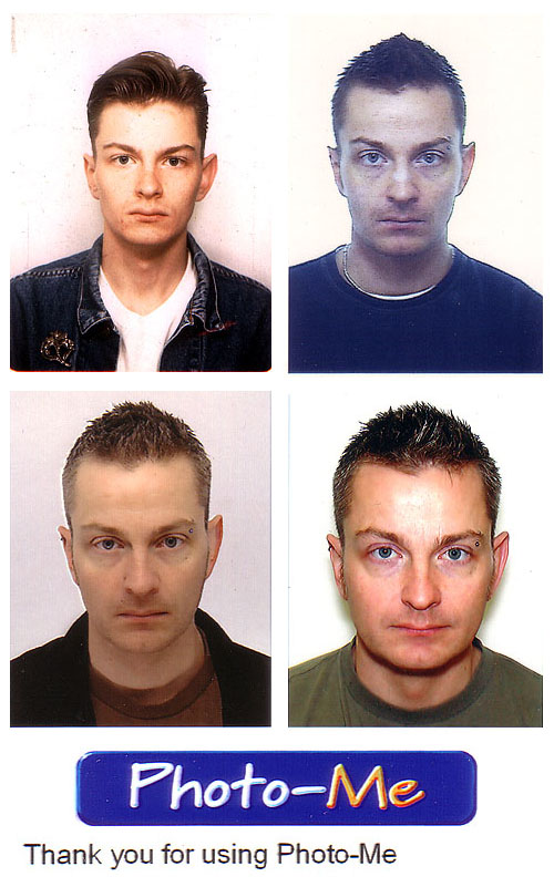 passport-style photos spanning almost 20 years